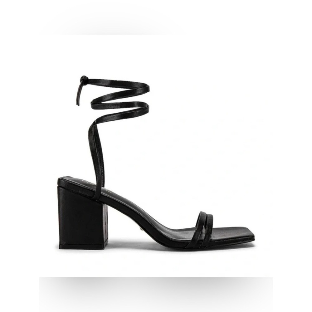Raye Black Ankle-Wrap Block Heel Sandal - Women size‎ 8